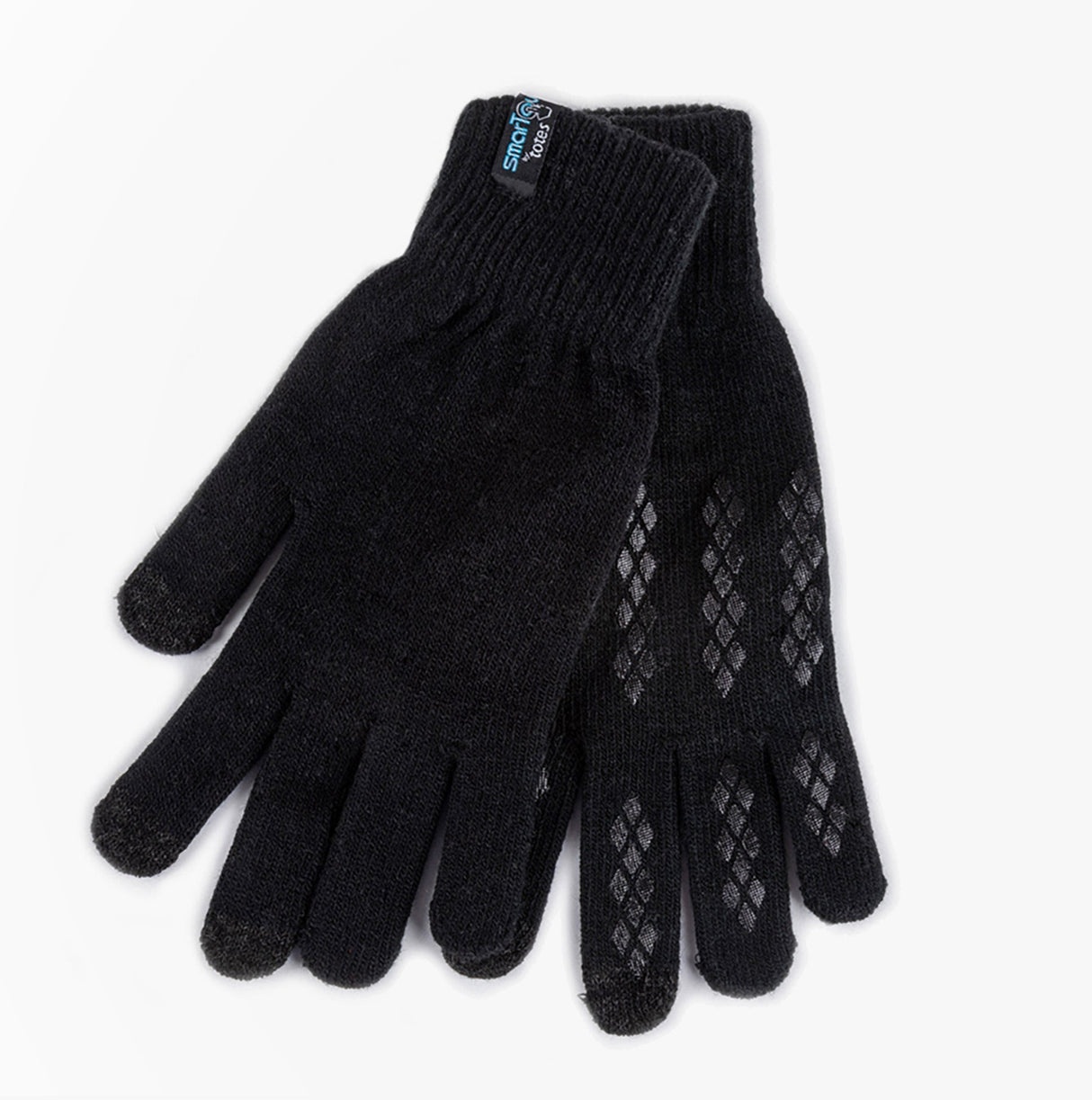 Totes Toasties STRETCH KNITTED Touchscreen Gloves Mens Black