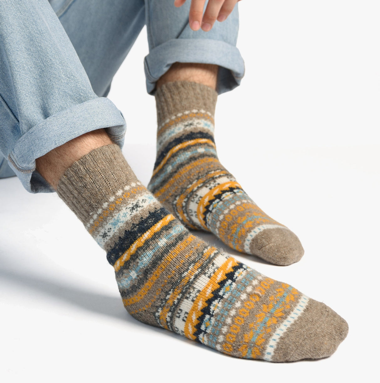 Totes Toasties WOOL BLEND FAIR ISLE SLIPPERS SOCKS (Twin Pack) Mens Socks Multi
