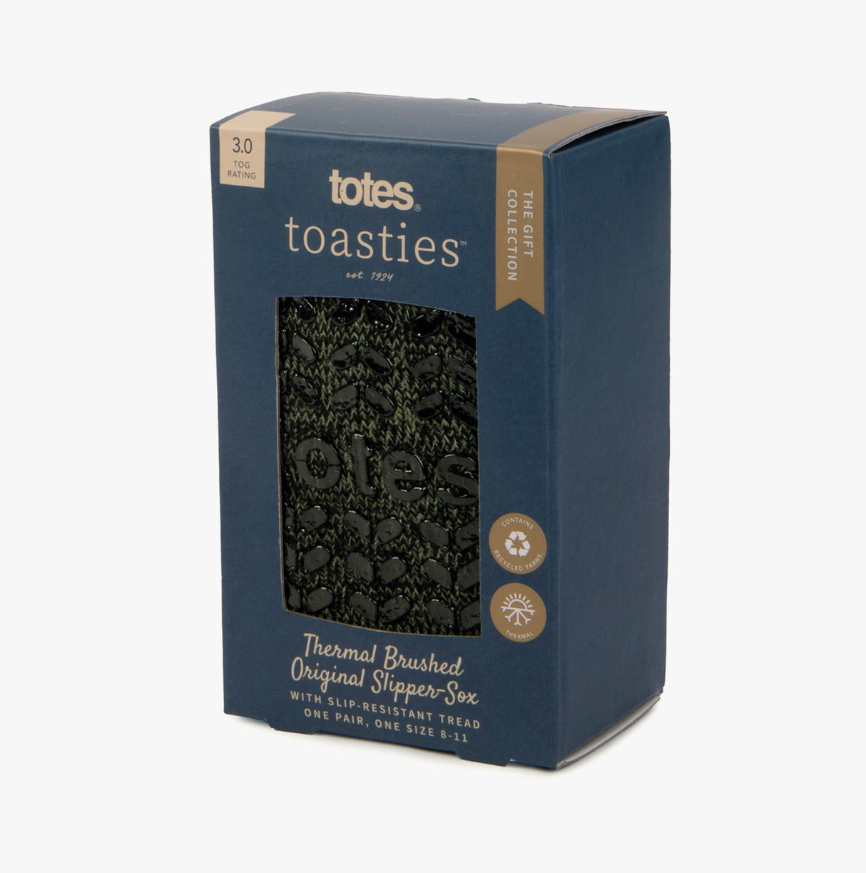 Totes Toasties Recycled Thermal ORIGINAL Slipper Socks Mens Socks Khaki