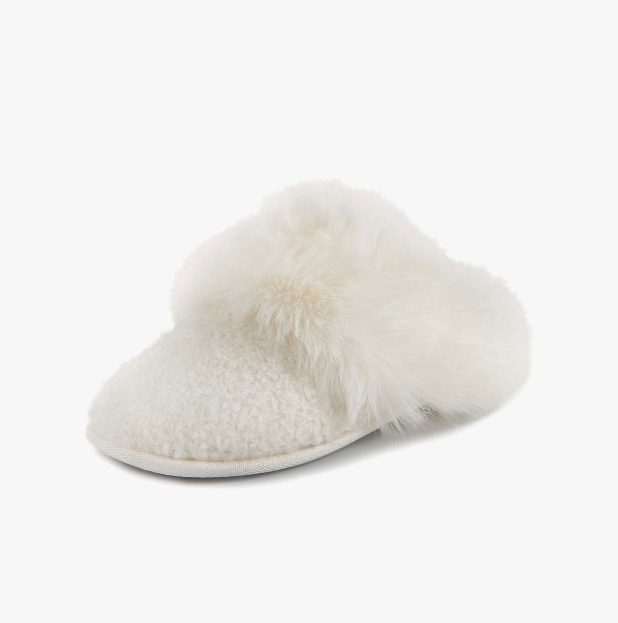 Totes Toasties TEXTURED SPARKLE FAUX FUR MULE Slippers Womens Cream