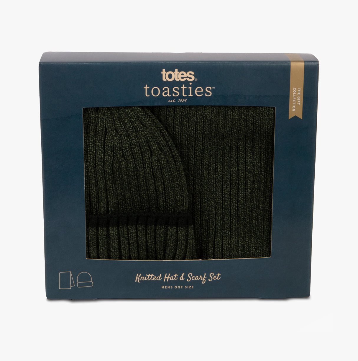 Totes Toasties Hat & Scarf Set Mens Khaki