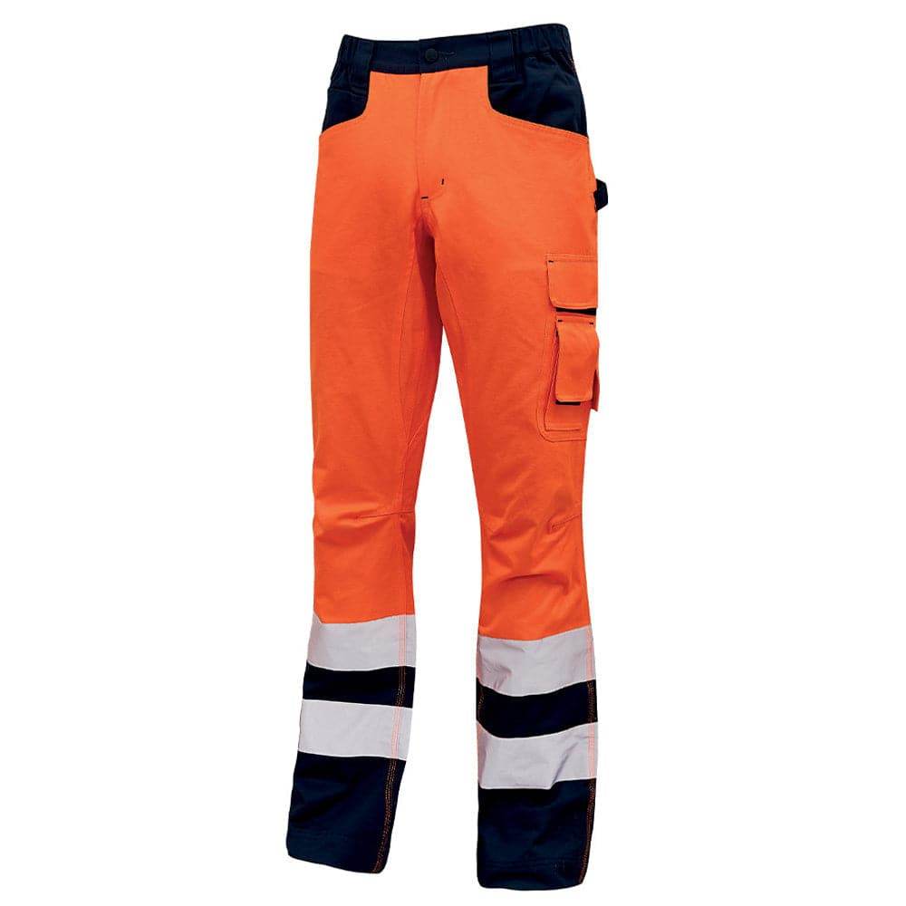U-Power Light Hi-Vis Combat Cargo Work Trousers Elasticated Waist