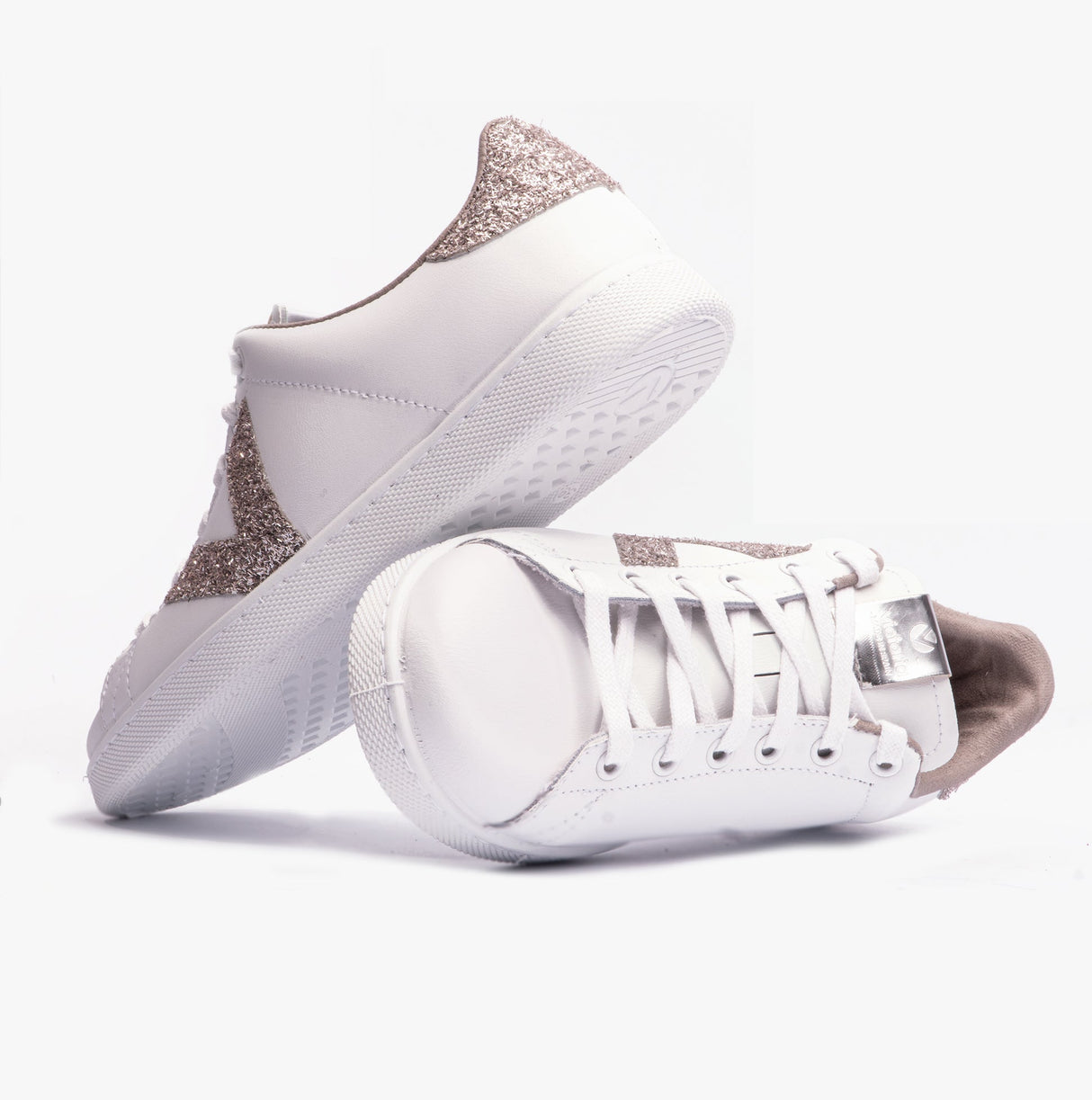 Victoria TENIS LEATHER & GLITTER SWIRLS Womens Trainers Nude