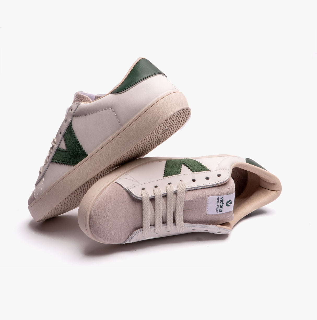 Victoria BERLIN LEATHER & SPLIT Womens Trainers White/Green
