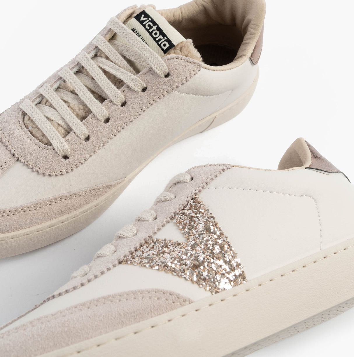 Victoria BERLIN FAUX LEATHER & SHEARLING CYCLIST Womens Trainers Hielo