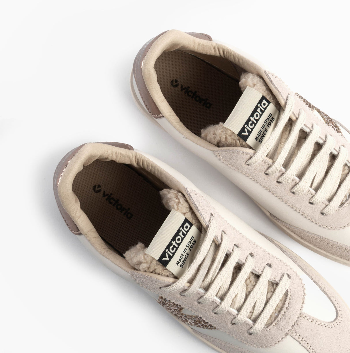 Victoria BERLIN FAUX LEATHER & SHEARLING CYCLIST Womens Trainers Hielo