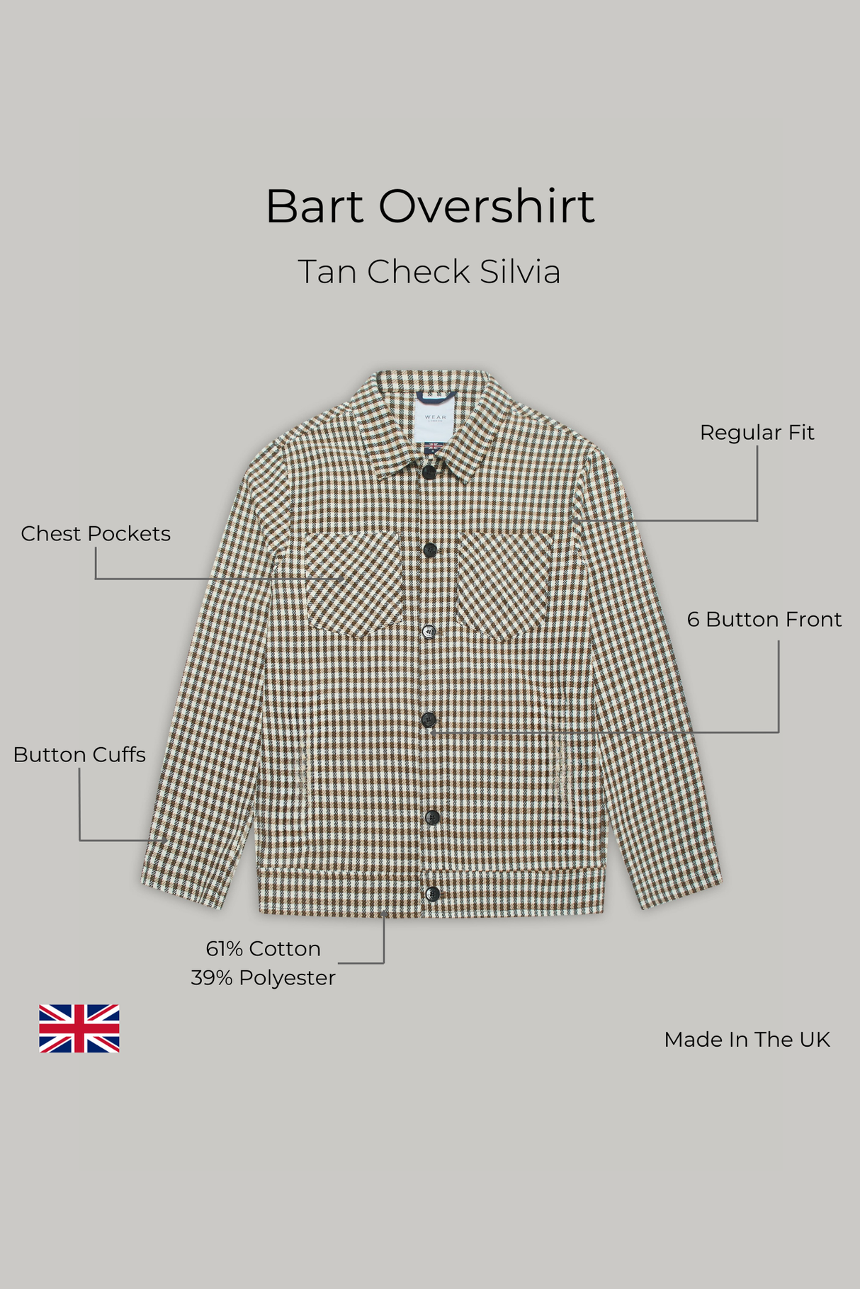 Bart Overshirt - Tan Check Silvia
