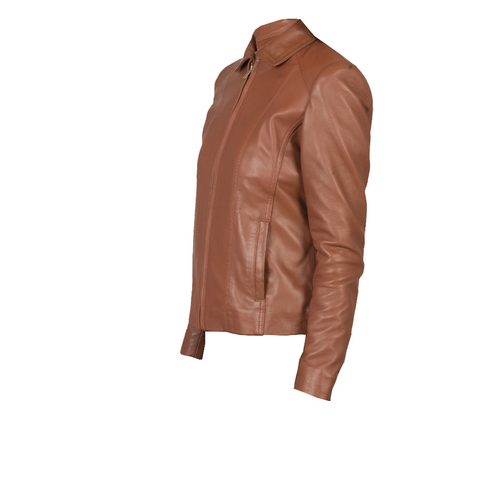 Women's Cafe Racer Leather Jacket | Brown