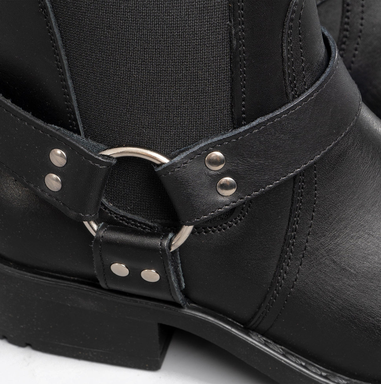 Woodland HARLEY Mens Leather Ankle Biker Cowboy Boots Black