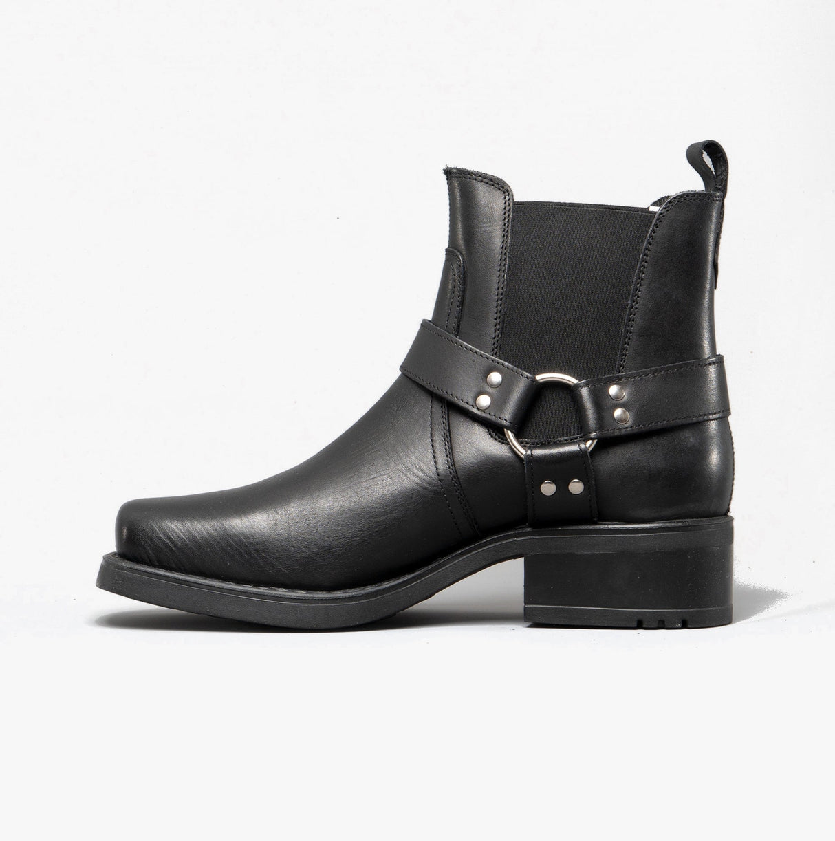 Woodland HARLEY Mens Leather Ankle Biker Cowboy Boots Black