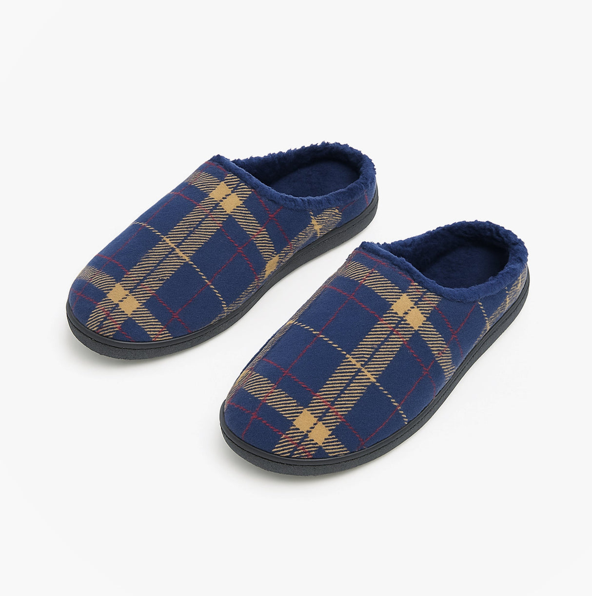 Zedzzz FABIAN Mens Check Textile Mule Slippers Navy
