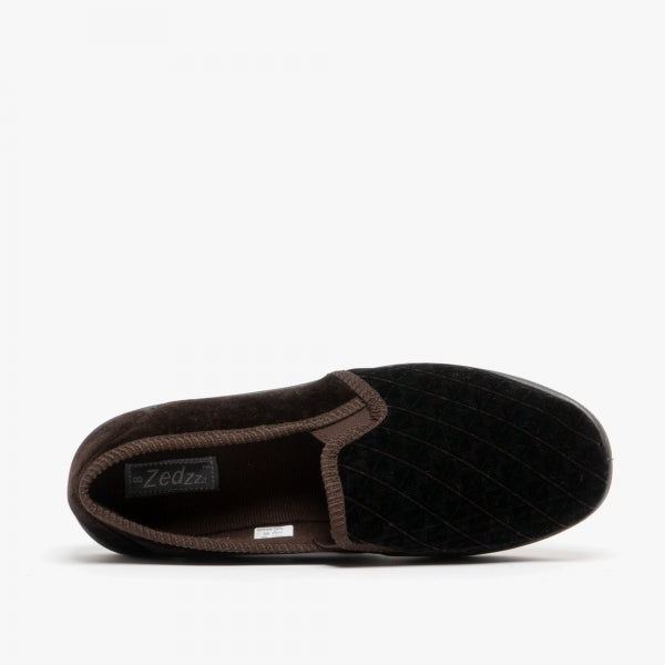 Zedzzz KEVIN Mens Full Slippers Brown