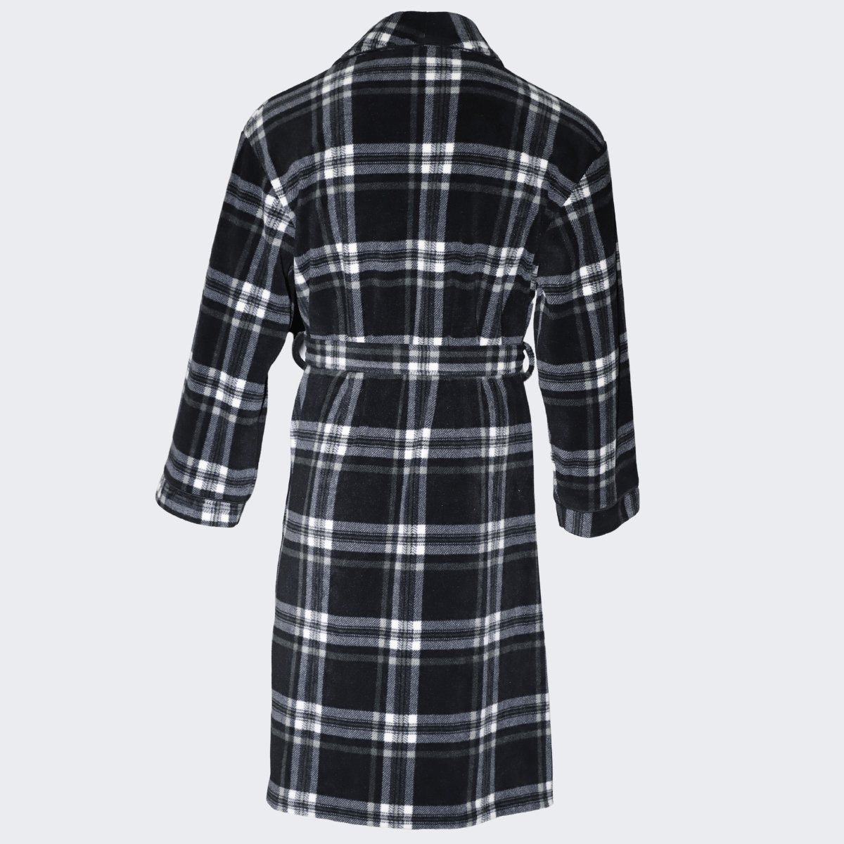 Men's Soft Warm Fleece Dressing Gown with Checkered Pattern