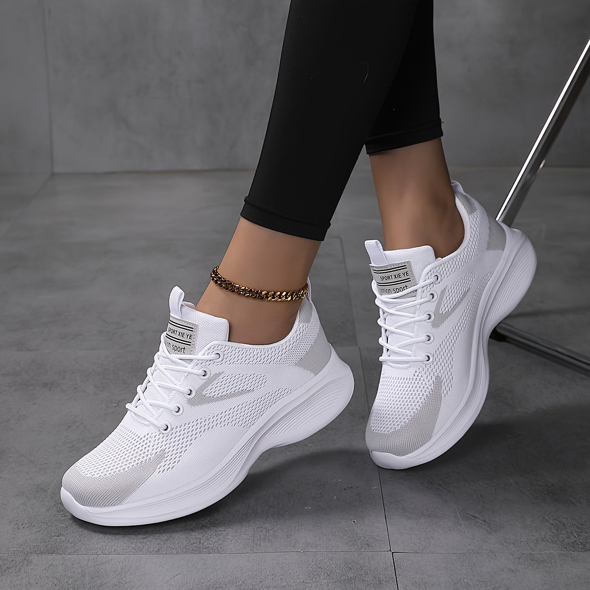 Lightweight And Simple Low-Top Air Cushion Sports Shoes for Women, Breathable Knitted Casual Footwear.