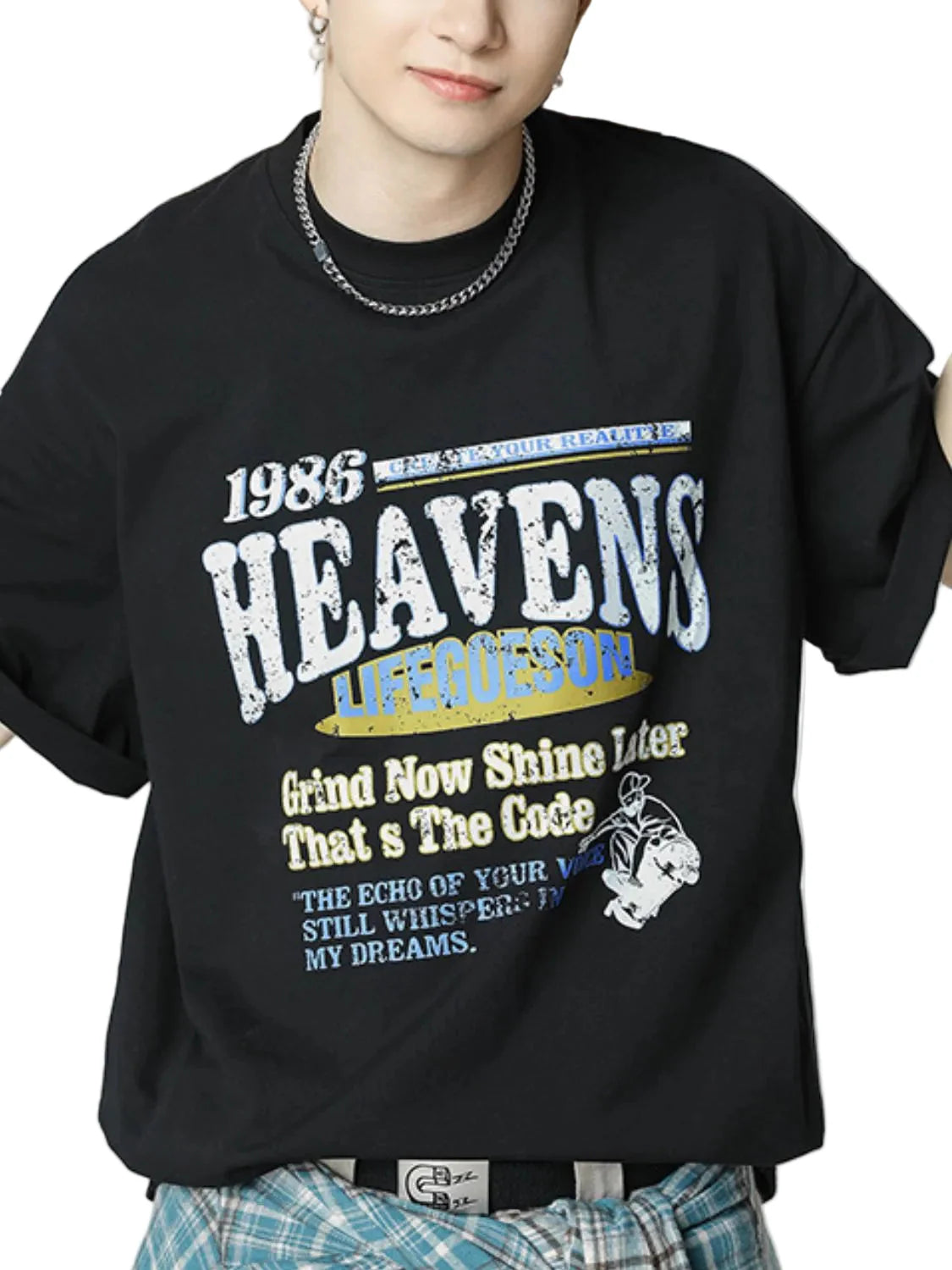 Men's Plus Size Graphic Round Neck Half Sleeve T-Shirt