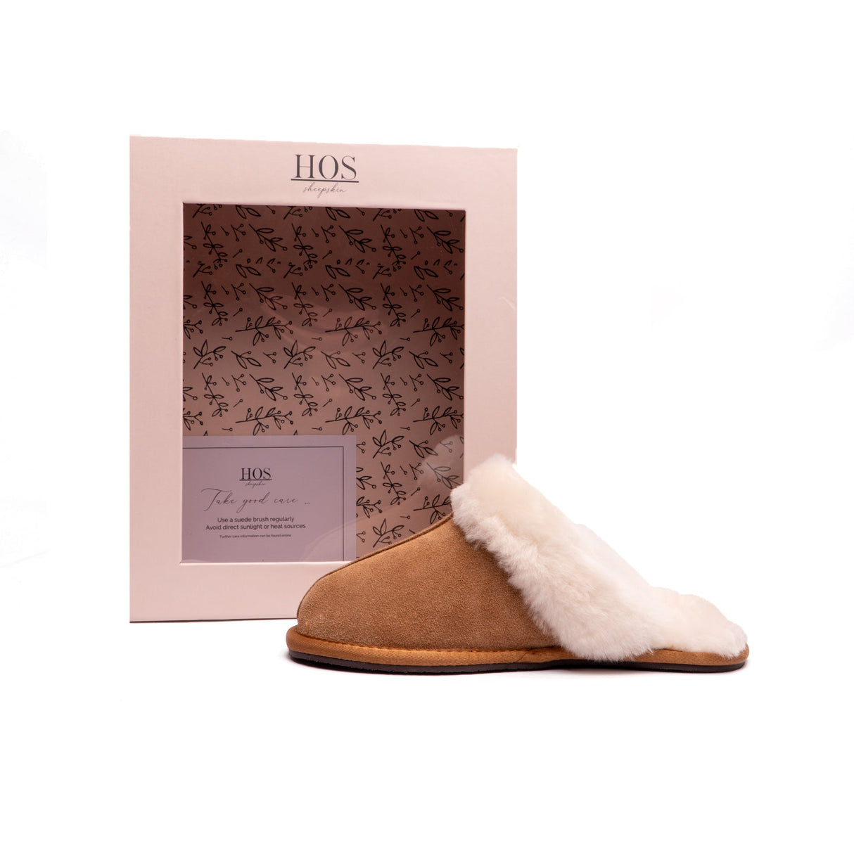 HOS Sheepskin AYLA Womens Real Sheepskin Mule Slippers Chestnut