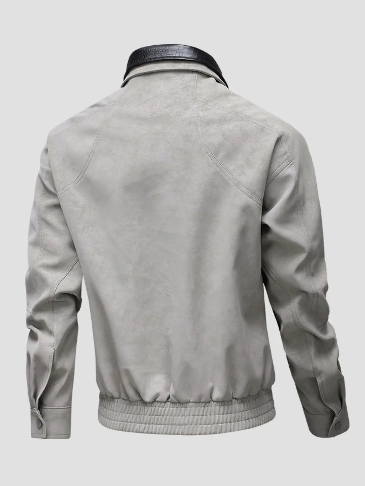 Men's Plus Size Leather Bomber Jacket with Full Zip Front