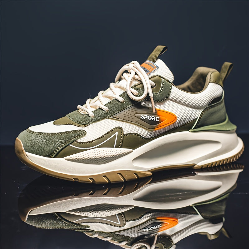 Men's Color Block Chunky Sneakers - Trendy, Comfy, Non-Slip & Durable for Outdoor Activities