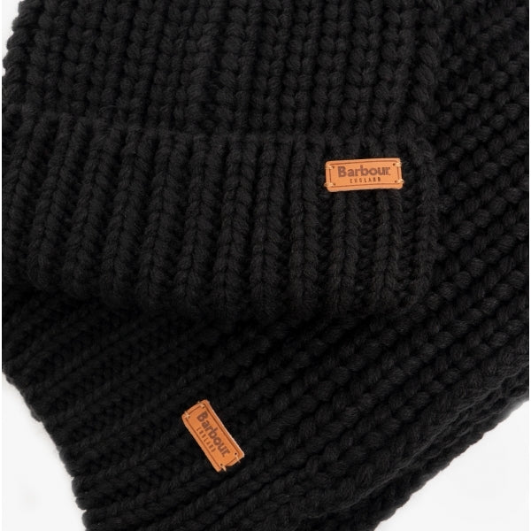 Barbour SALTBURN BEANIE & SCARF Womens Gift Set Black