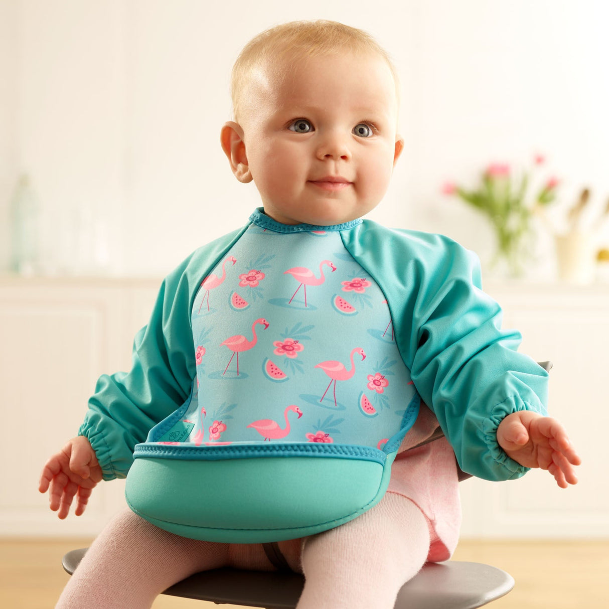 Weaning Bib with Sleeves - Flamingos UltraBib
