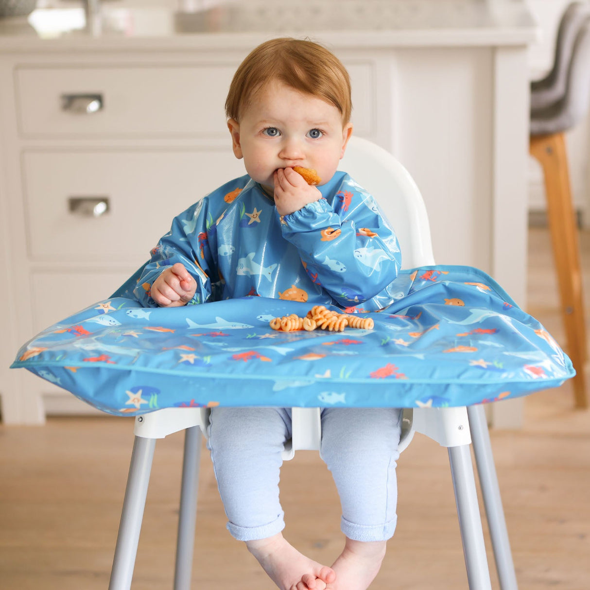 Wipeezee Coverall Bib - Turquoise Sea Creatures