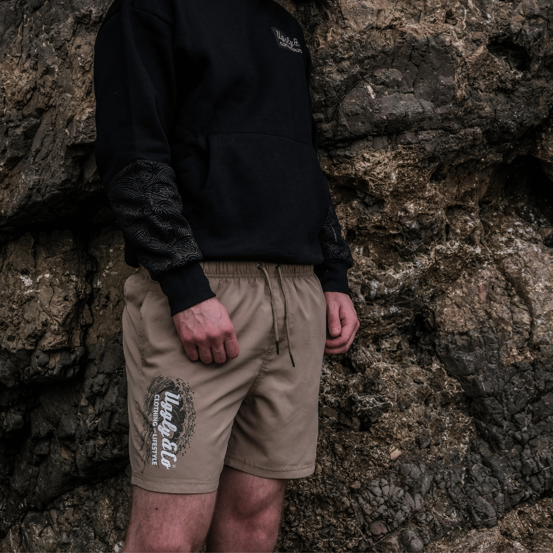 Beige Diamond Swim Shorts