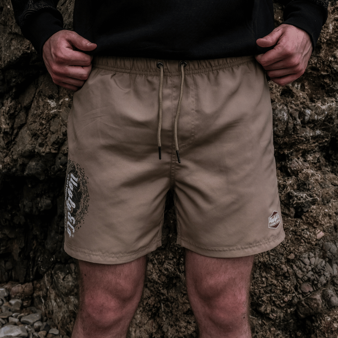 Beige Diamond Swim Shorts