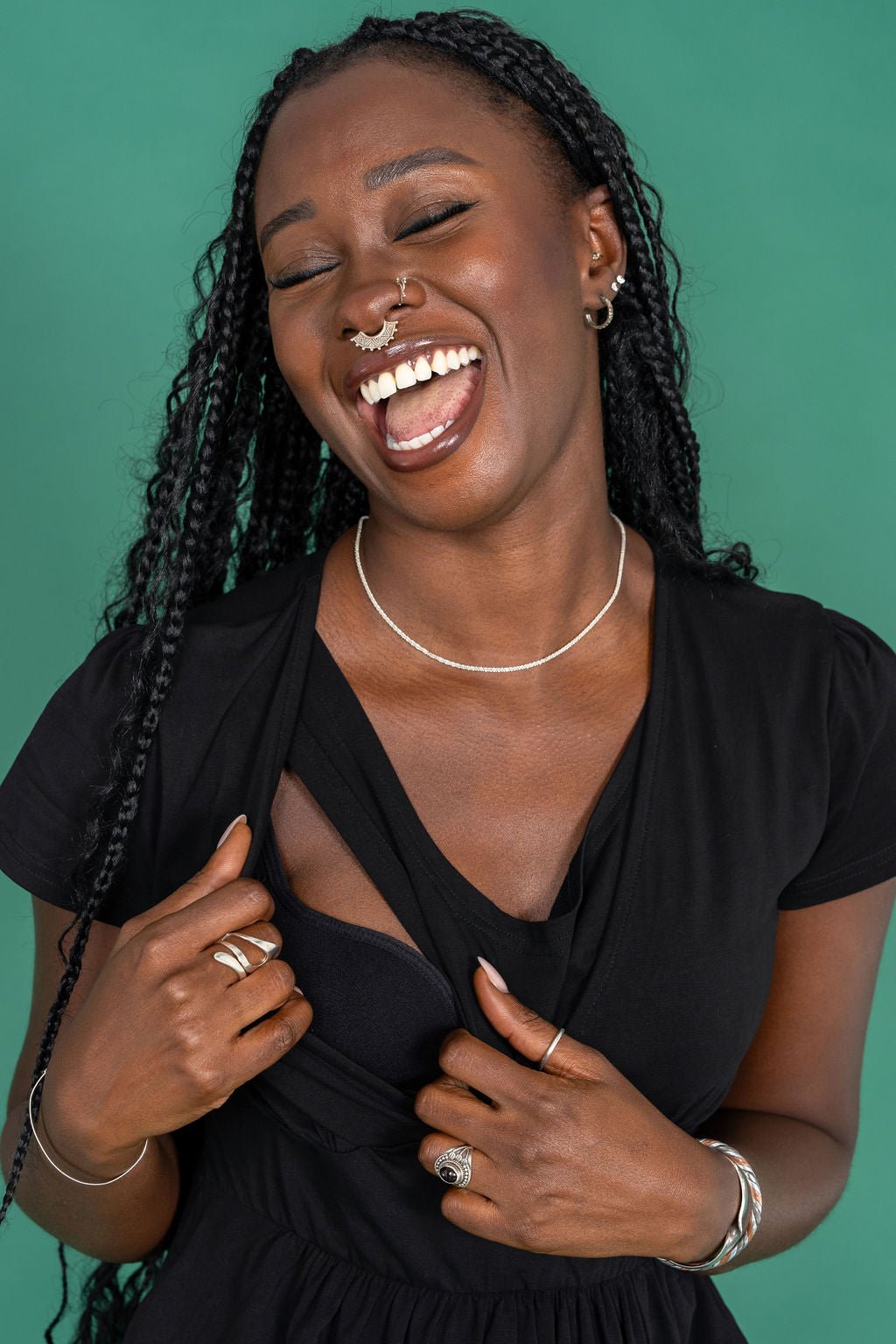 Black Cotton Breastfeeding Dress