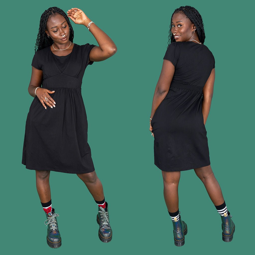 Black Cotton Breastfeeding Dress