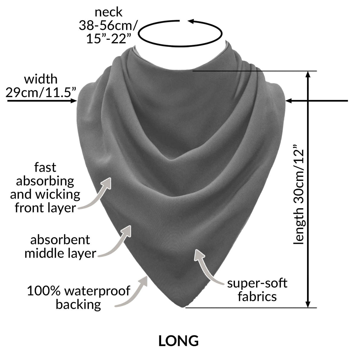 Premium Neckerchief Style Adult Dribble Bib - Waterproof & Discreet - Large - Aubergine