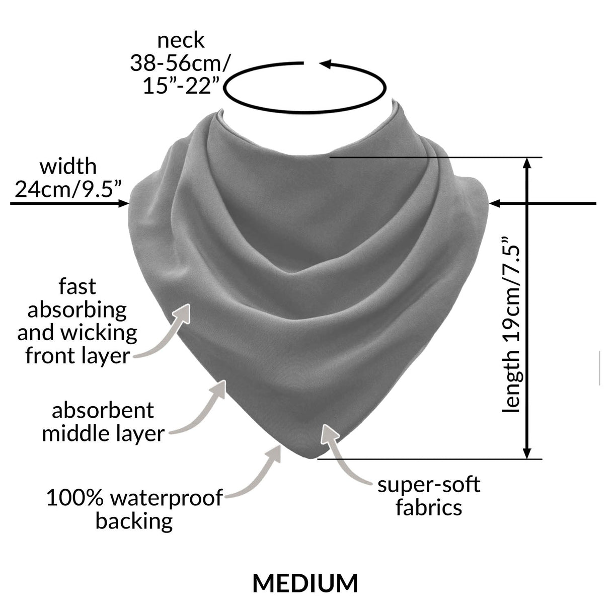 Premium Neckerchief Style Adult Dribble Bib - Waterproof & Discreet - Medium - Aubergine