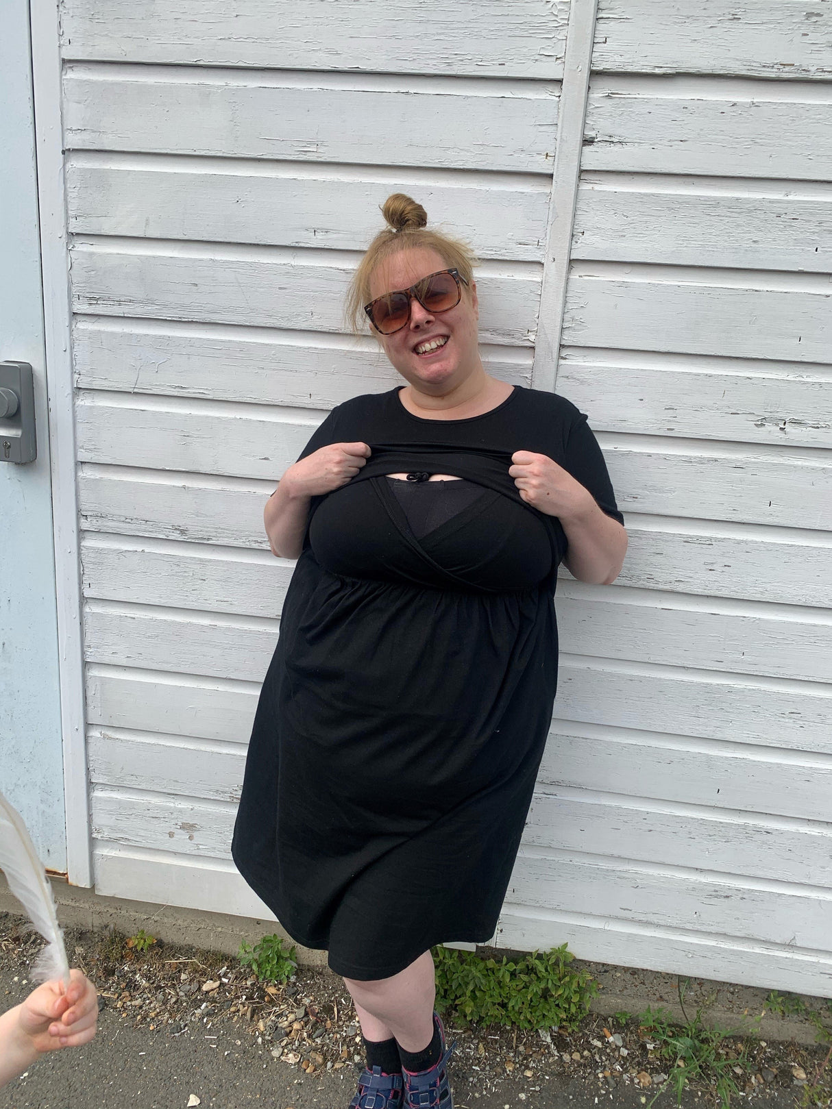 Casey Black Cotton Breastfeeding Skater Dress