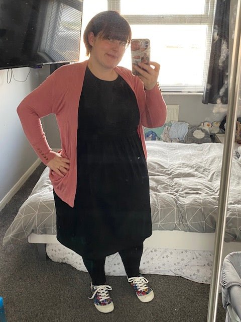 Casey Black Cotton Breastfeeding Skater Dress