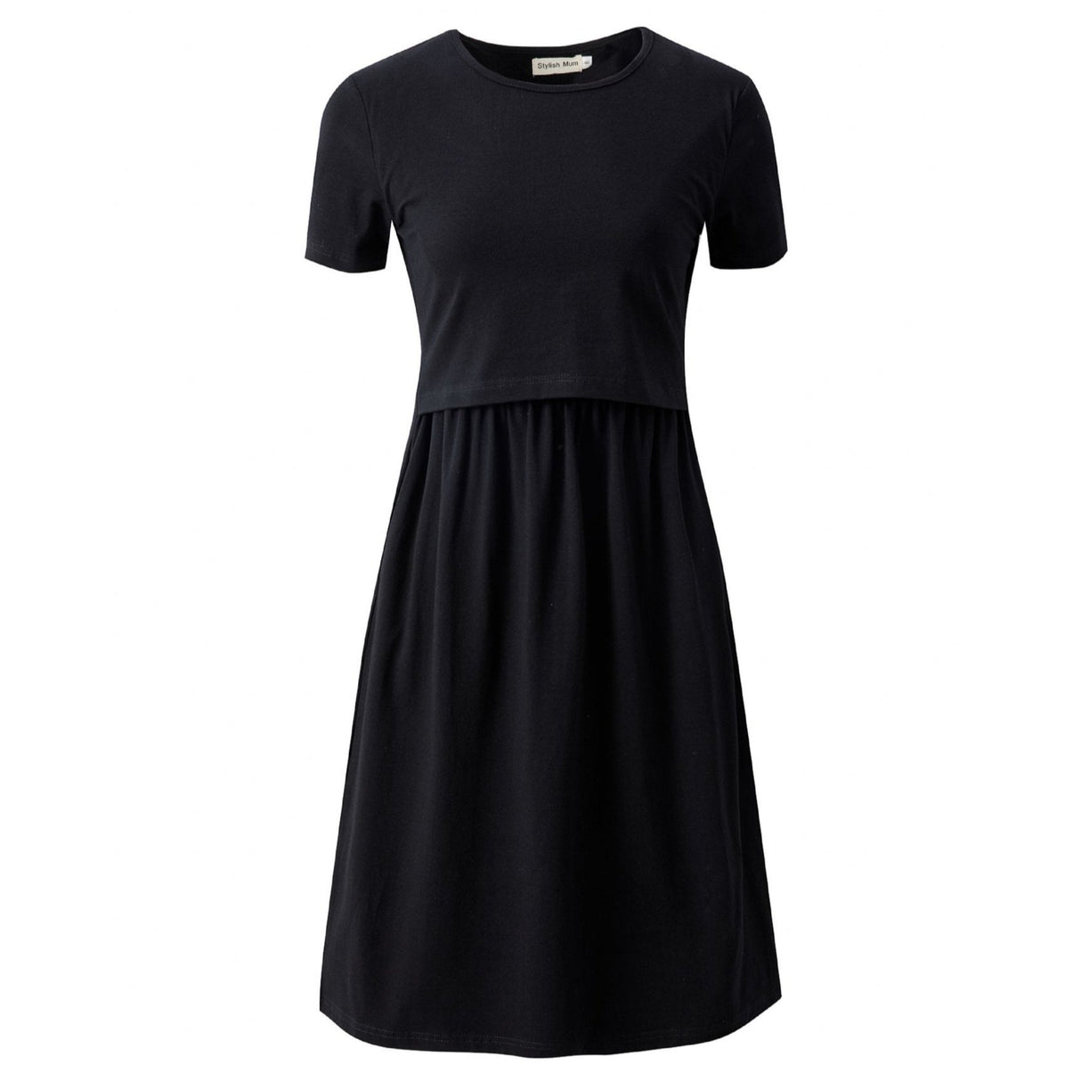 Casey Black Cotton Breastfeeding Skater Dress