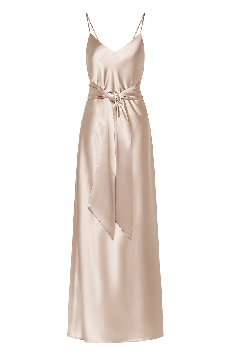 Brooklyn Dress in Champagne Satin