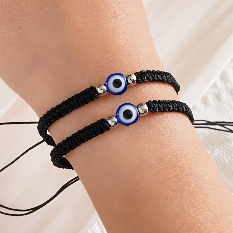 2-Pack Evil Eye Adjustable Friendship Bracelets
