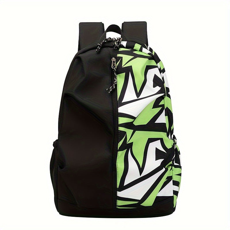 Unisex Nylon Backpack Graffiti Street Style Adjustable Straps Laptop Compartment Zipper Closure Polyester Lining Backpack