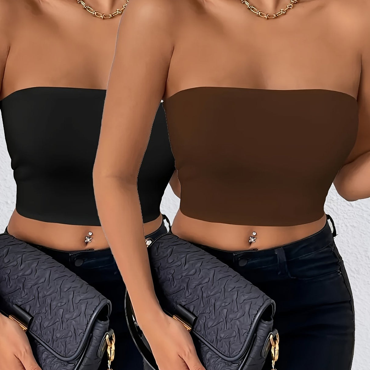 A Two-Piece Set Featuring a Trendy Urban Style with a Sexy Design Women's Top