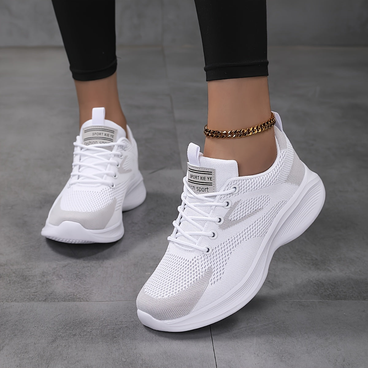 Lightweight And Simple Low-Top Air Cushion Sports Shoes for Women, Breathable Knitted Casual Footwear.