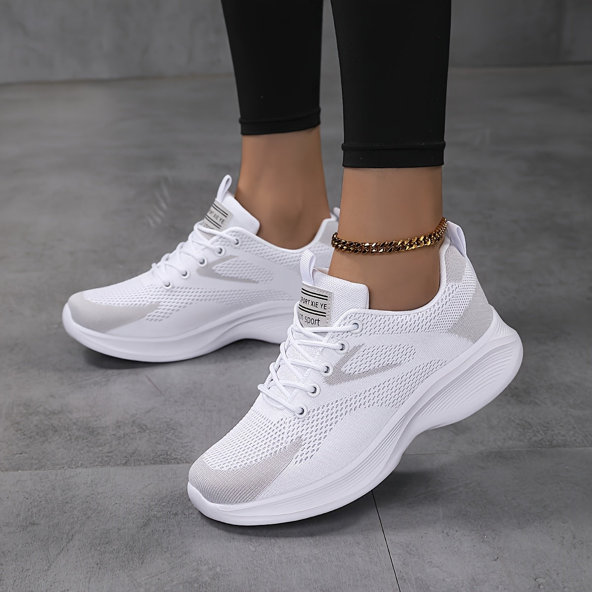 Lightweight And Simple Low-Top Air Cushion Sports Shoes for Women, Breathable Knitted Casual Footwear.