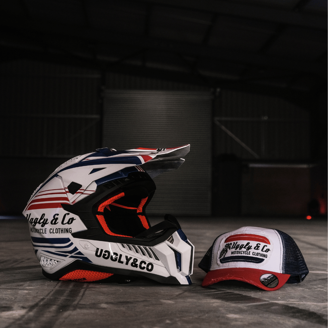 White & Red Flattrack Cap