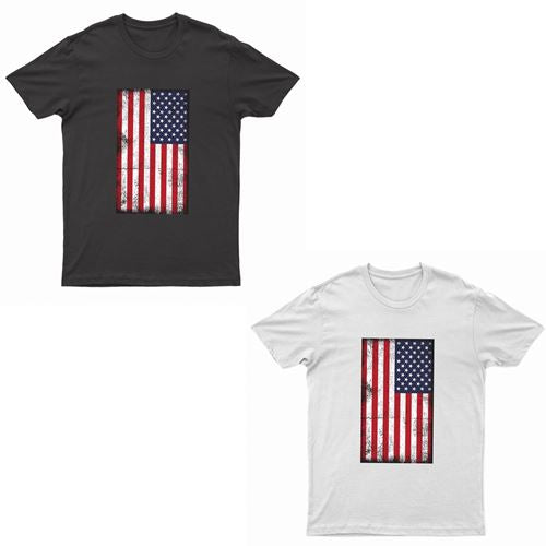 Adults Printed American Flag US Grunge T-Shirt
