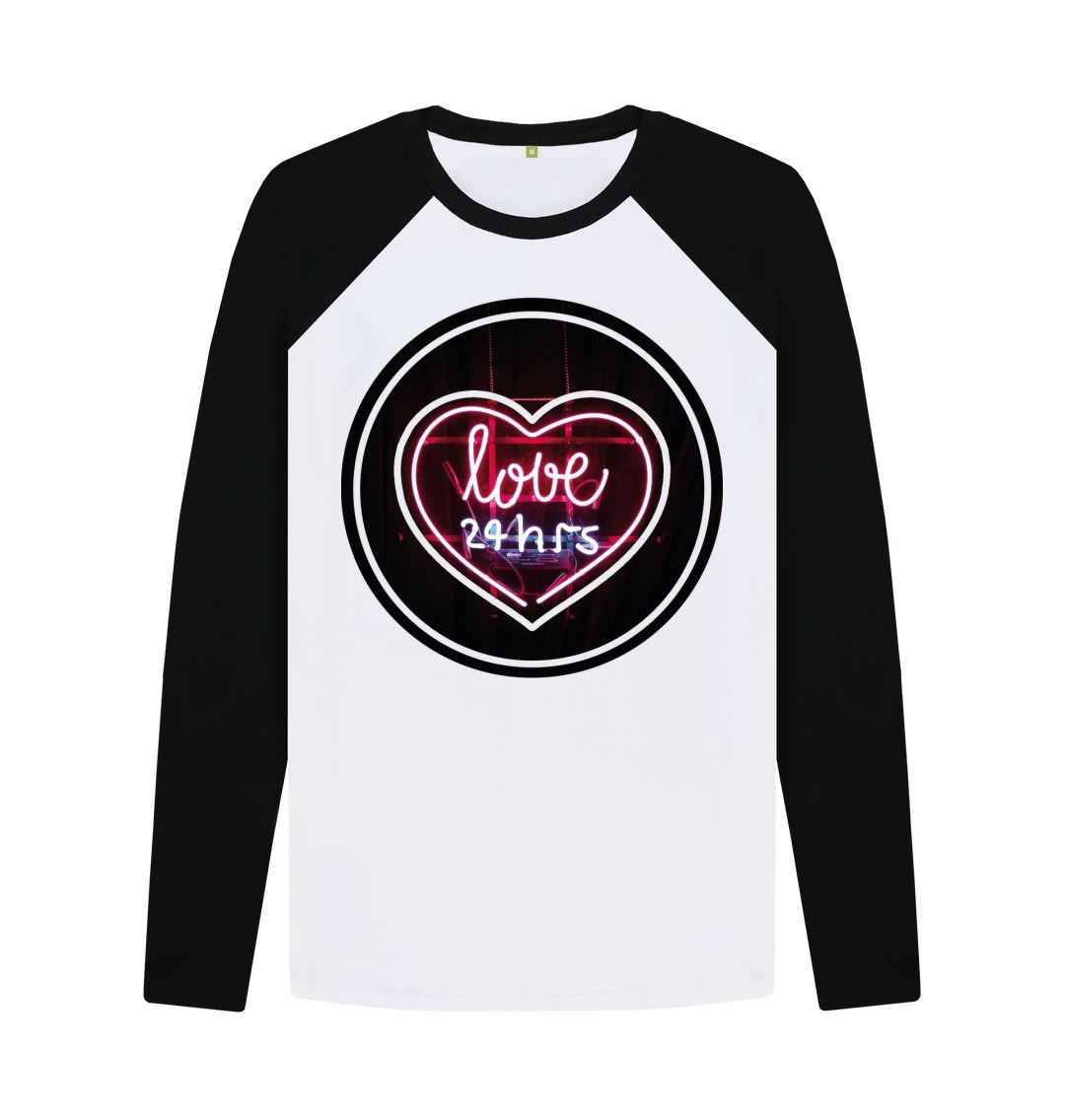 Men's Love 24hrs Heart design Print long Sleeve T-Shirts
