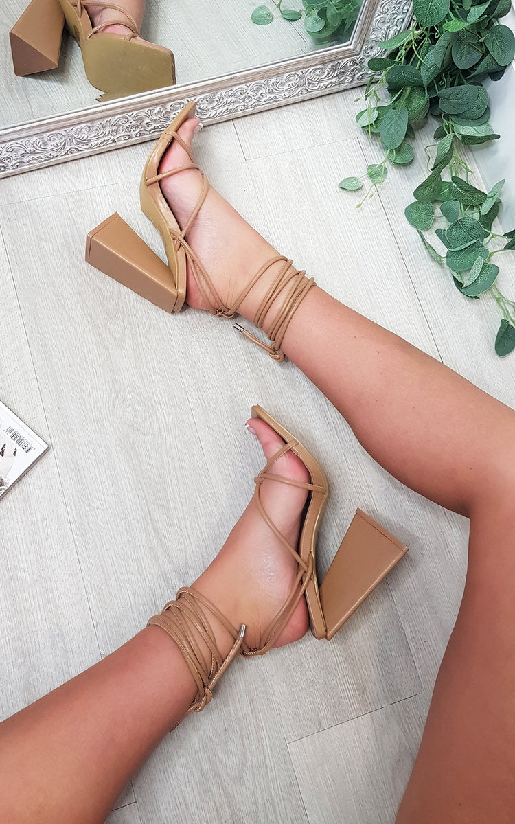 Strappy Lace Block High Heels-6