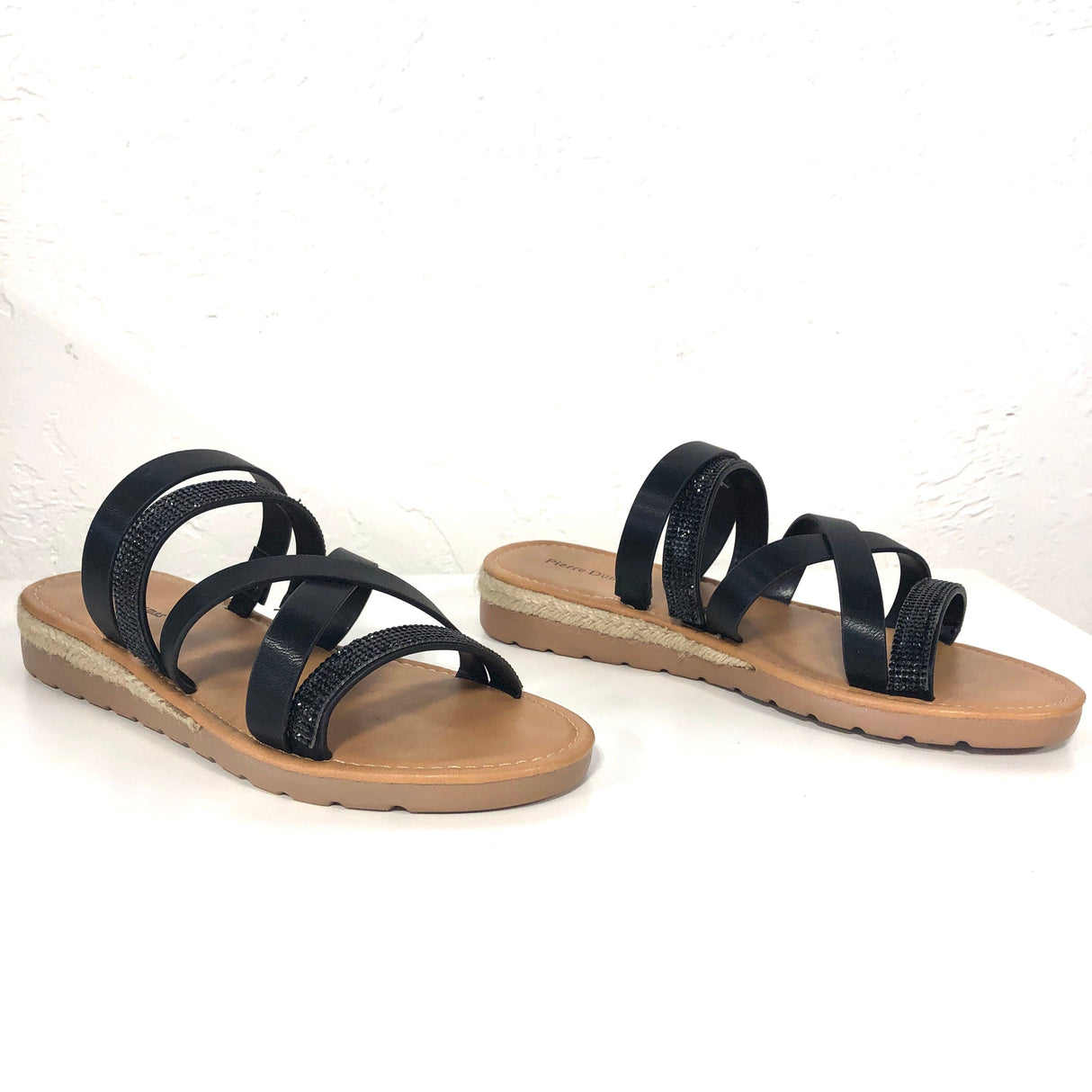 Jojo Black Strappy Sandals Shoes