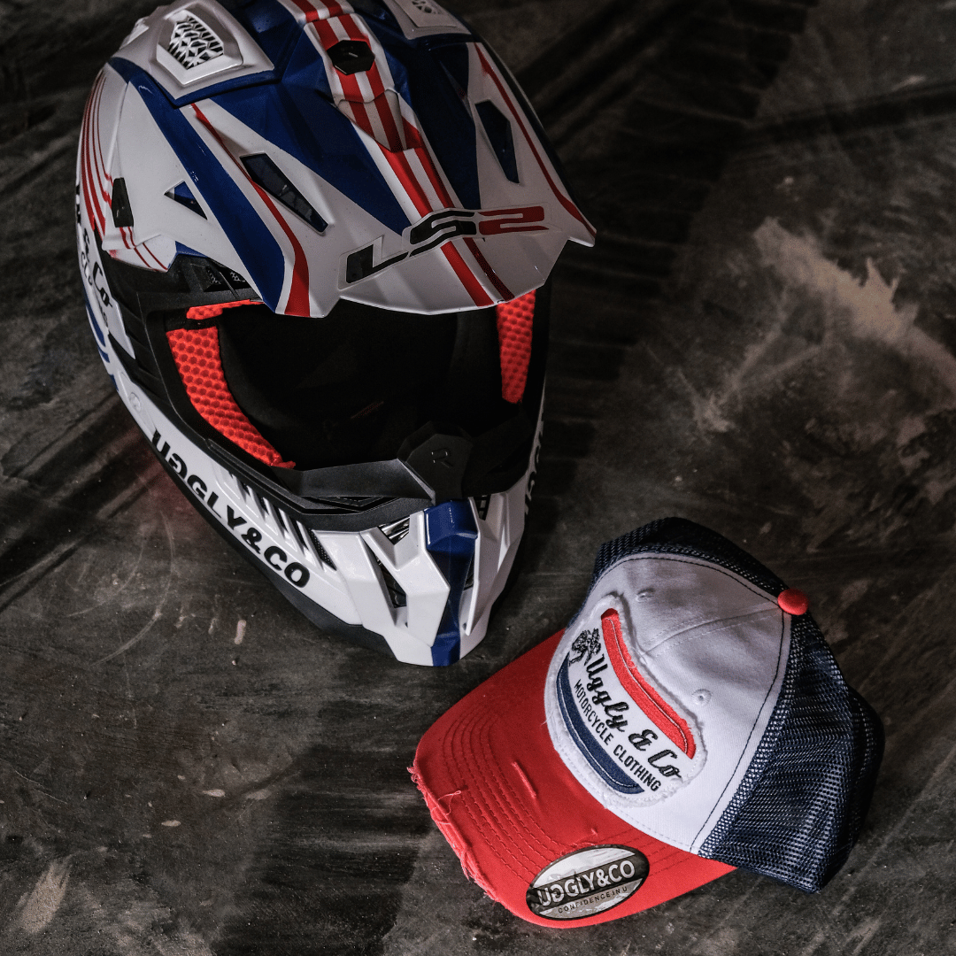 White & Red Flattrack Cap