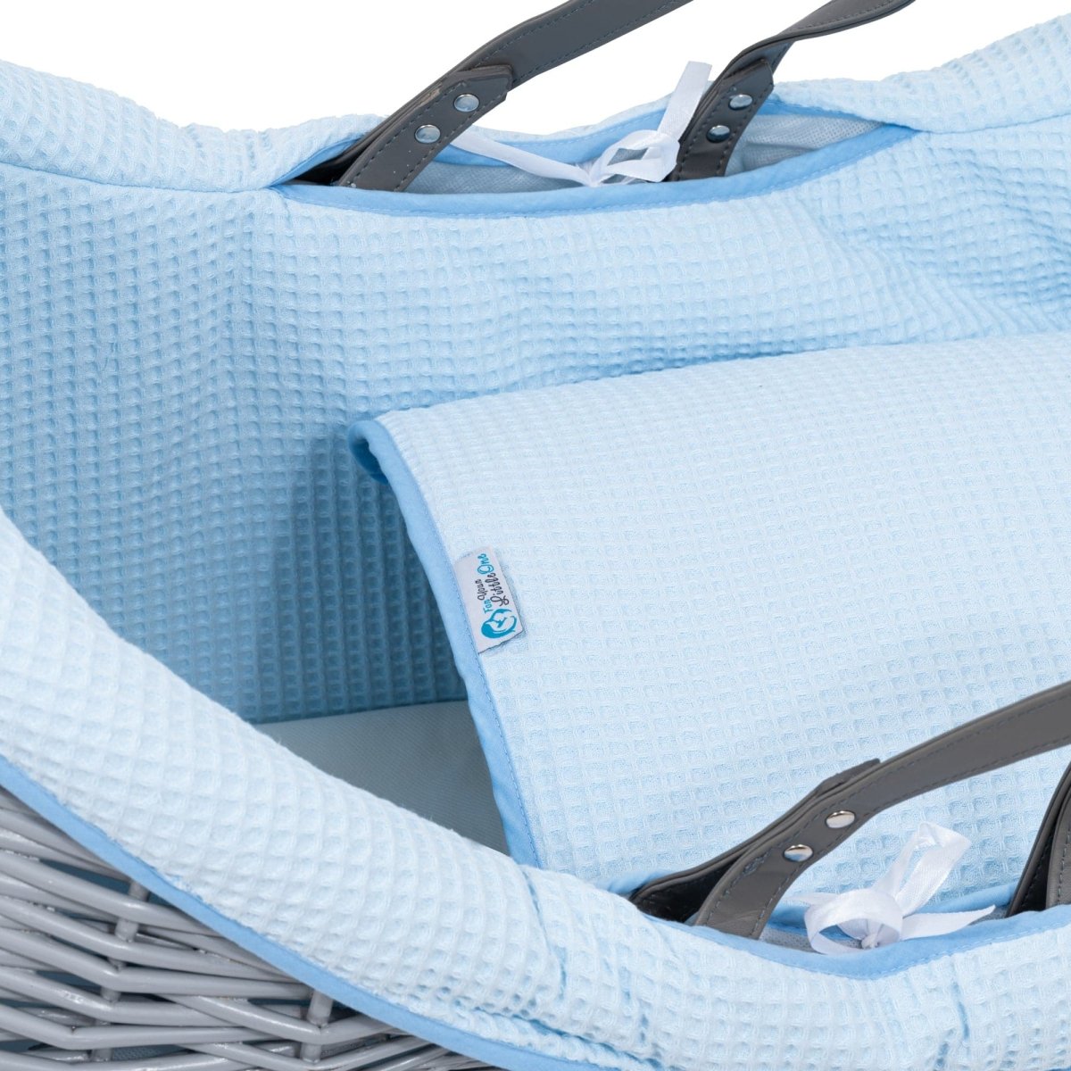 Pod Blue Waffle Moses Basket Bedding Set