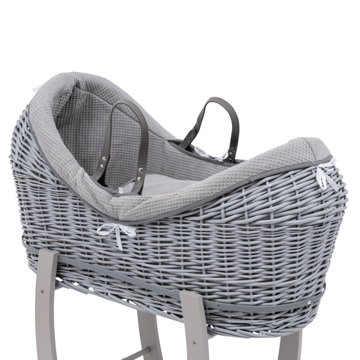 Pod Grey Waffle Moses Basket Bedding Set