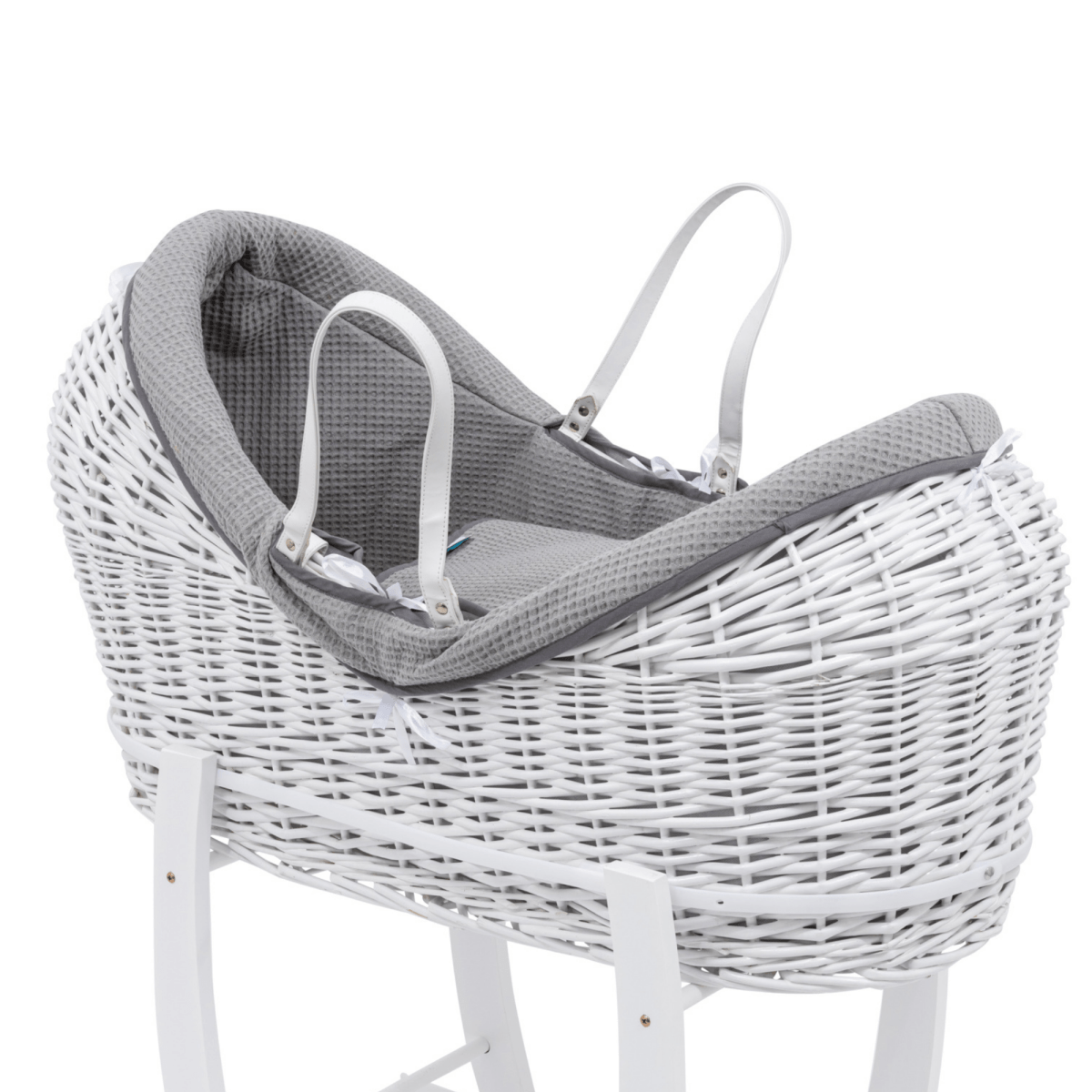 Pod Grey Waffle Moses Basket Bedding Set
