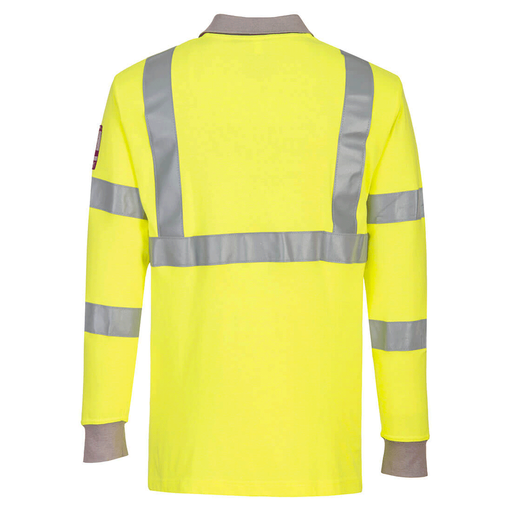 Portwest FR77 Flame Resistant Anti-Static Hi-Vis Long Sleeve Polo Shirt